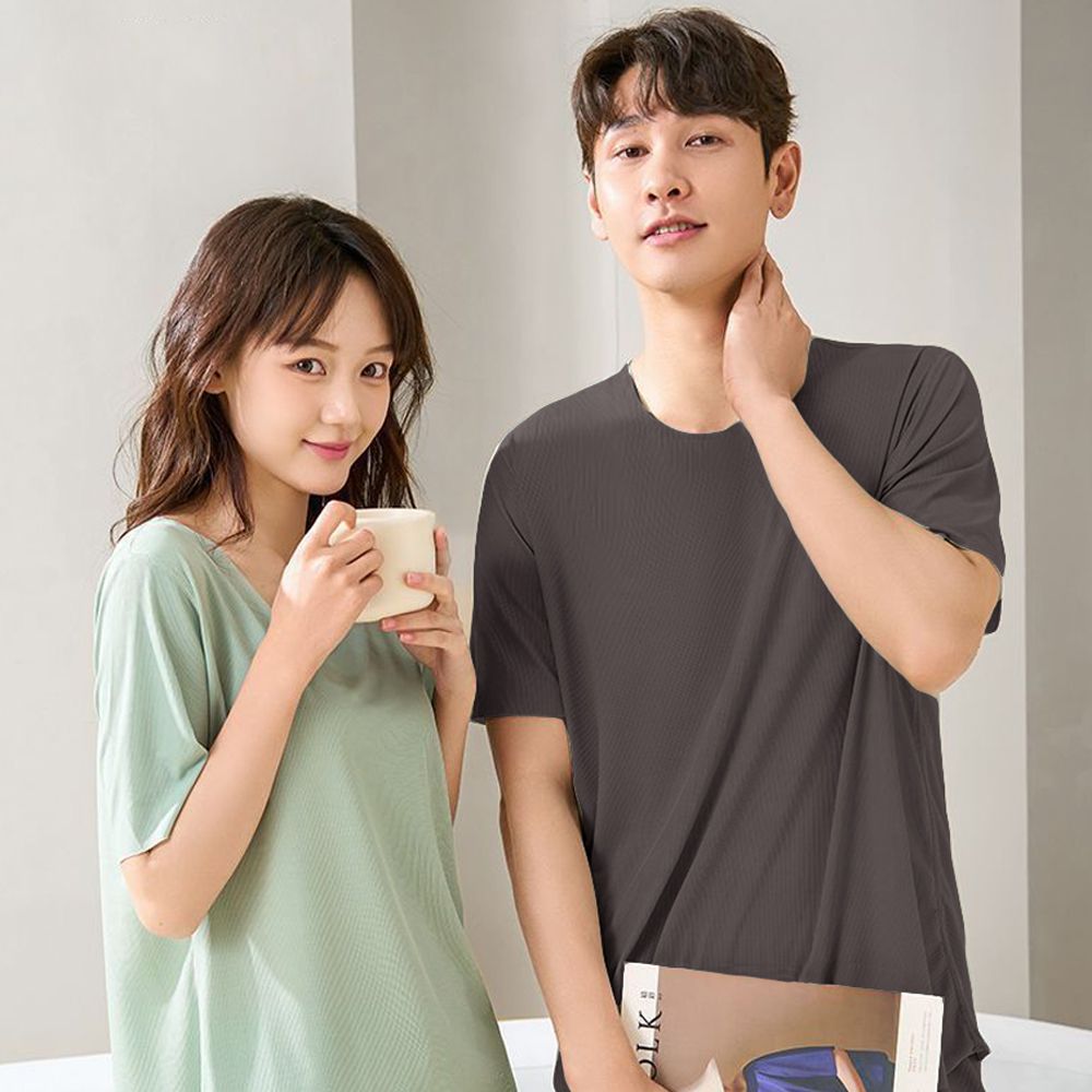커플 여름 잠옷 빅사이즈 반팔 홈웨어 실내복 잠옷 세트 - 상세 이미지 3