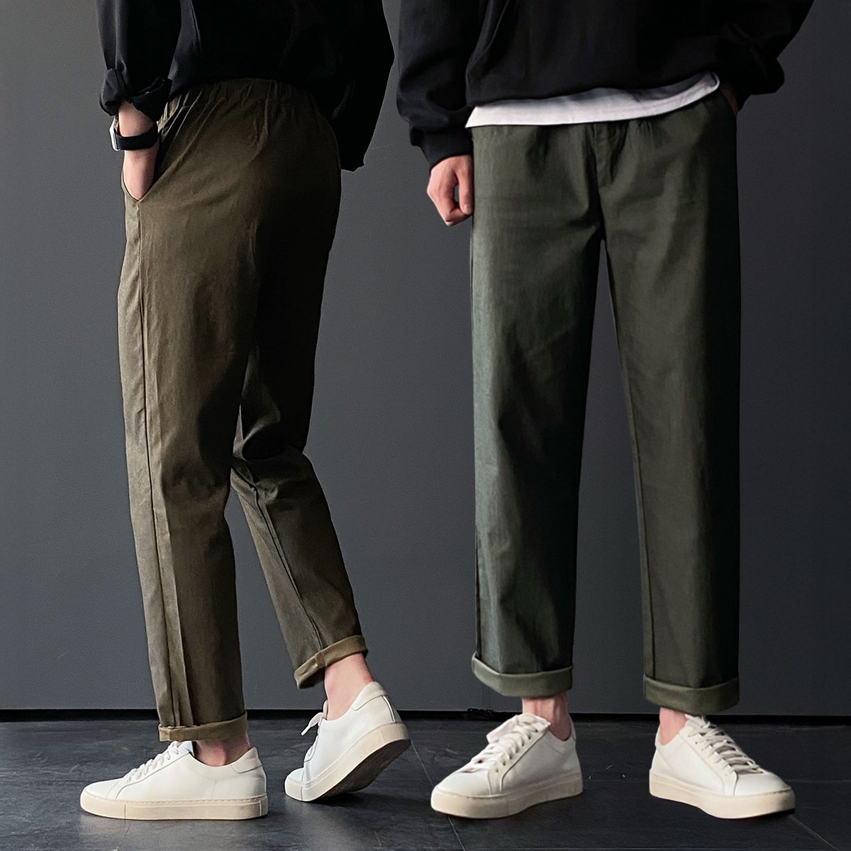 1+1 테이퍼드핏 남자스판슬랙스 치노팬츠 면바지 - 상품 이미지