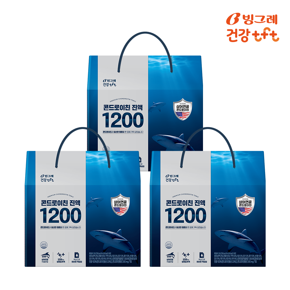 빙그레 콘드로이친 진액 1200 청상어연골 18포, 3개