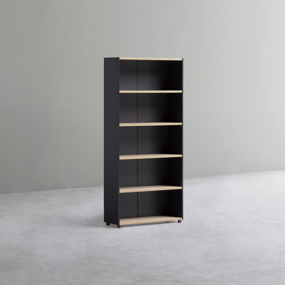 데스커 800폭 목제책장 오픈형 800x290x1735.5mm, 5단, 메이플+빈티지블랙 - 상품 이미지