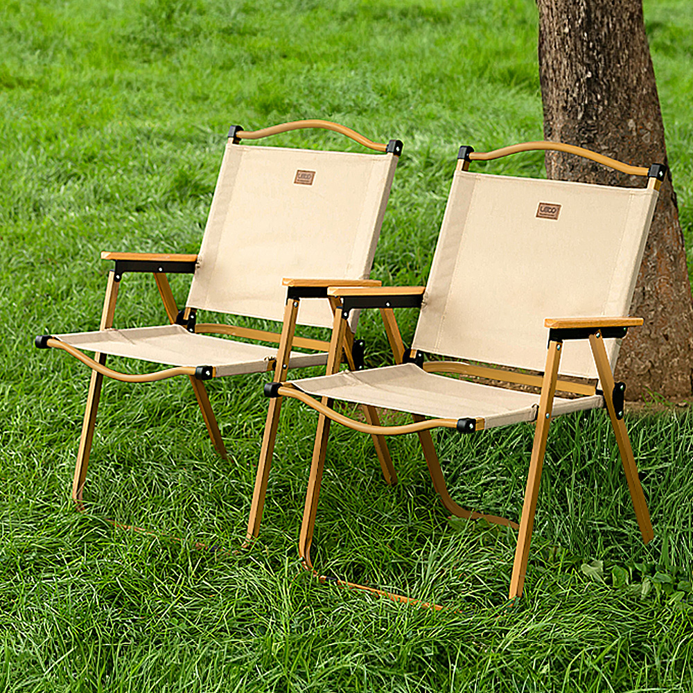 레토 대형 우드 감성 경량 캠핑의자 폴딩 로우 릴렉스 체어 LCP-C03, 베이지, 2개