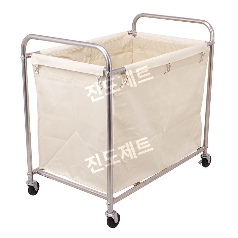 바퀴 빨래바구니 트롤리 숙박 수거용 카트 세탁 바스켓 파랑 린넨 카트 - 상세 이미지 4