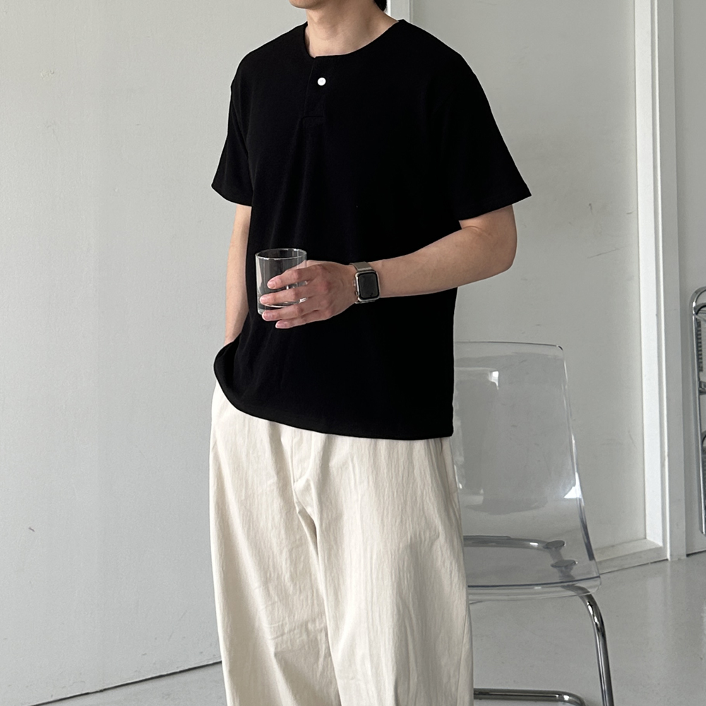 남자 반팔티 여름 쿨 피케 티셔츠 헨리넥 반팔 - 상세 이미지 4