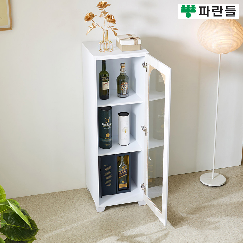 파란들가구 화이트 400 유리문 장식장 틈새수납장 거실장식장 - 상세 이미지 3