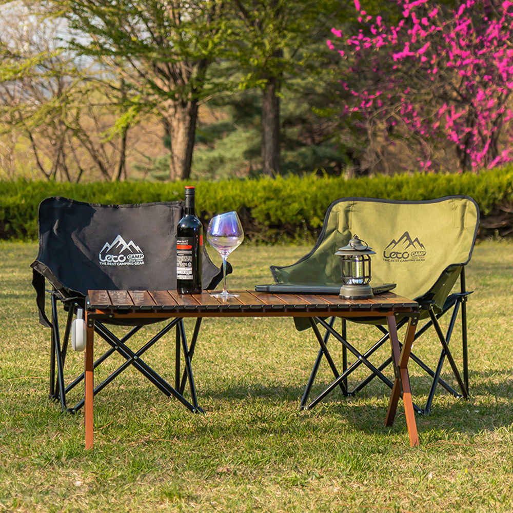 레토 경량 접이식 캠핑의자 넓은 와이드형 컴포트 체어 LCP-CL04, 카키, 1개