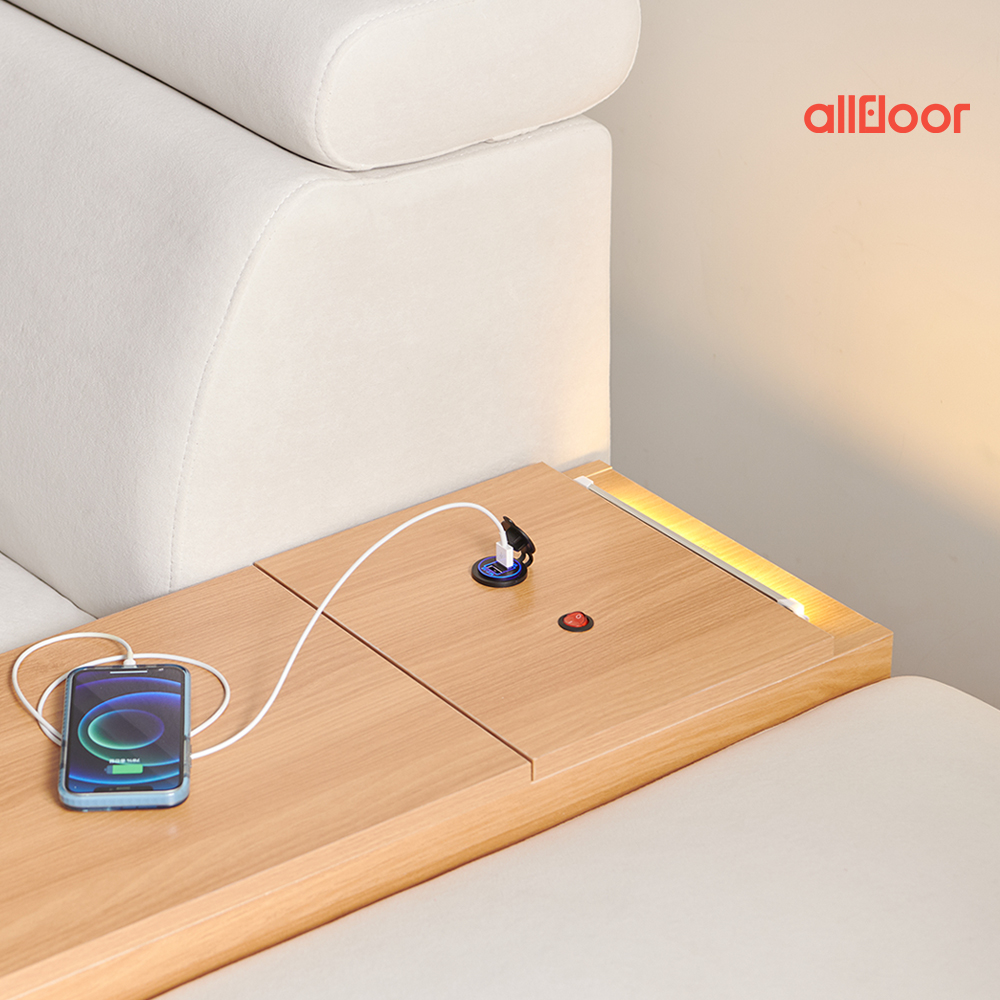 올플로어 플러피 3인용 소파 헤드틸팅 아쿠아텍스 생활방수 패브릭 우형, 아이보리