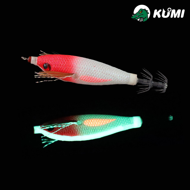 쿠미 트리플 야광 틴셀 미니 에기 55F 카본훅 쭈꾸미 갑오징어 한치 레드헤드, 5.5cm(2.2인치)