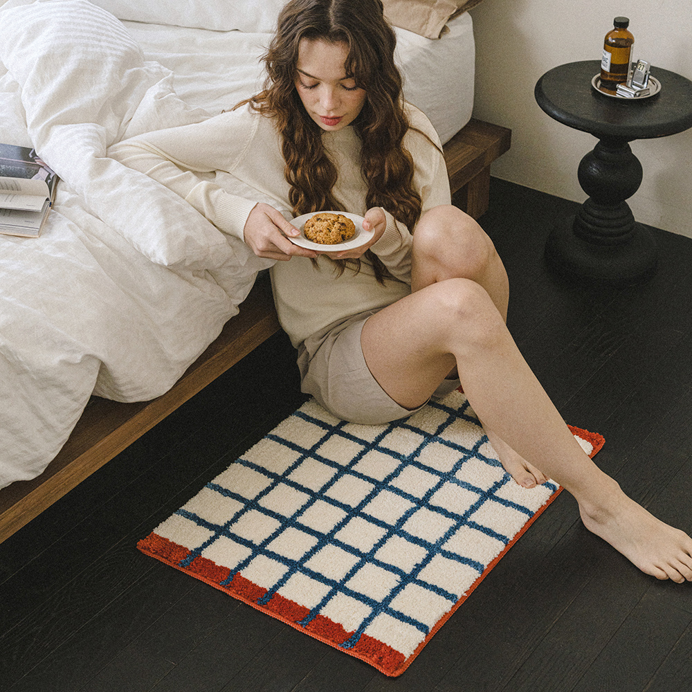 타일 체크 터프팅 발매트 미니러그 욕실 화장실 미끄럼방지