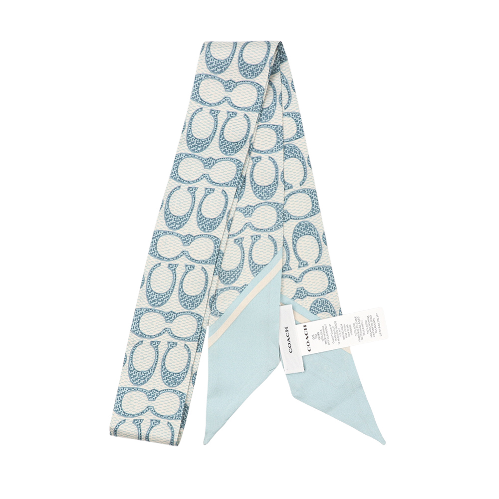 코치 빈티지 시그니처 프린트 스키니 실크 스카프 C2783 LIGHT BLUE - 상세 이미지 2