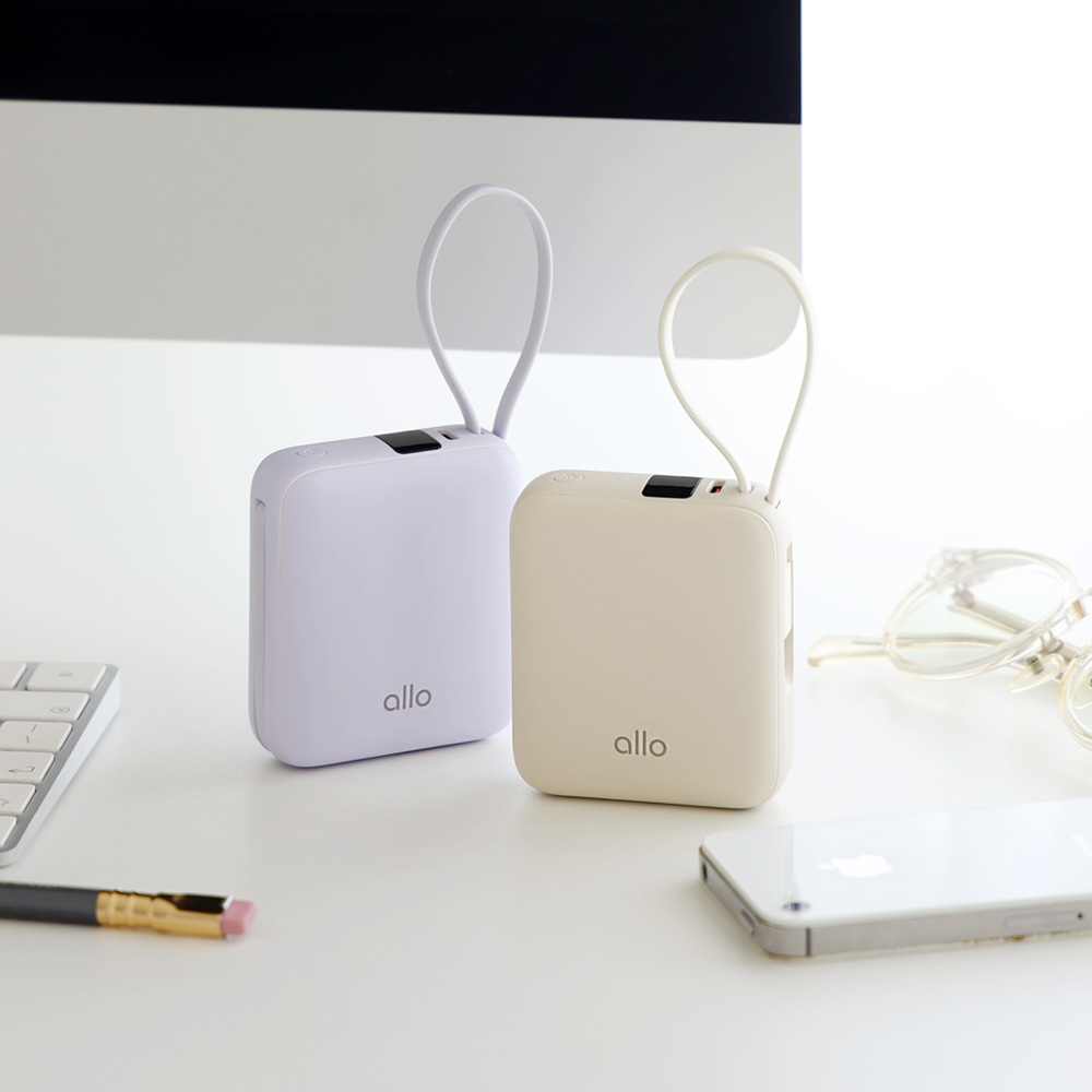 알로코리아 20W 포켓 미니 고속충전 C타입 8핀 보조배터리 10000mAh, 크림아이보리