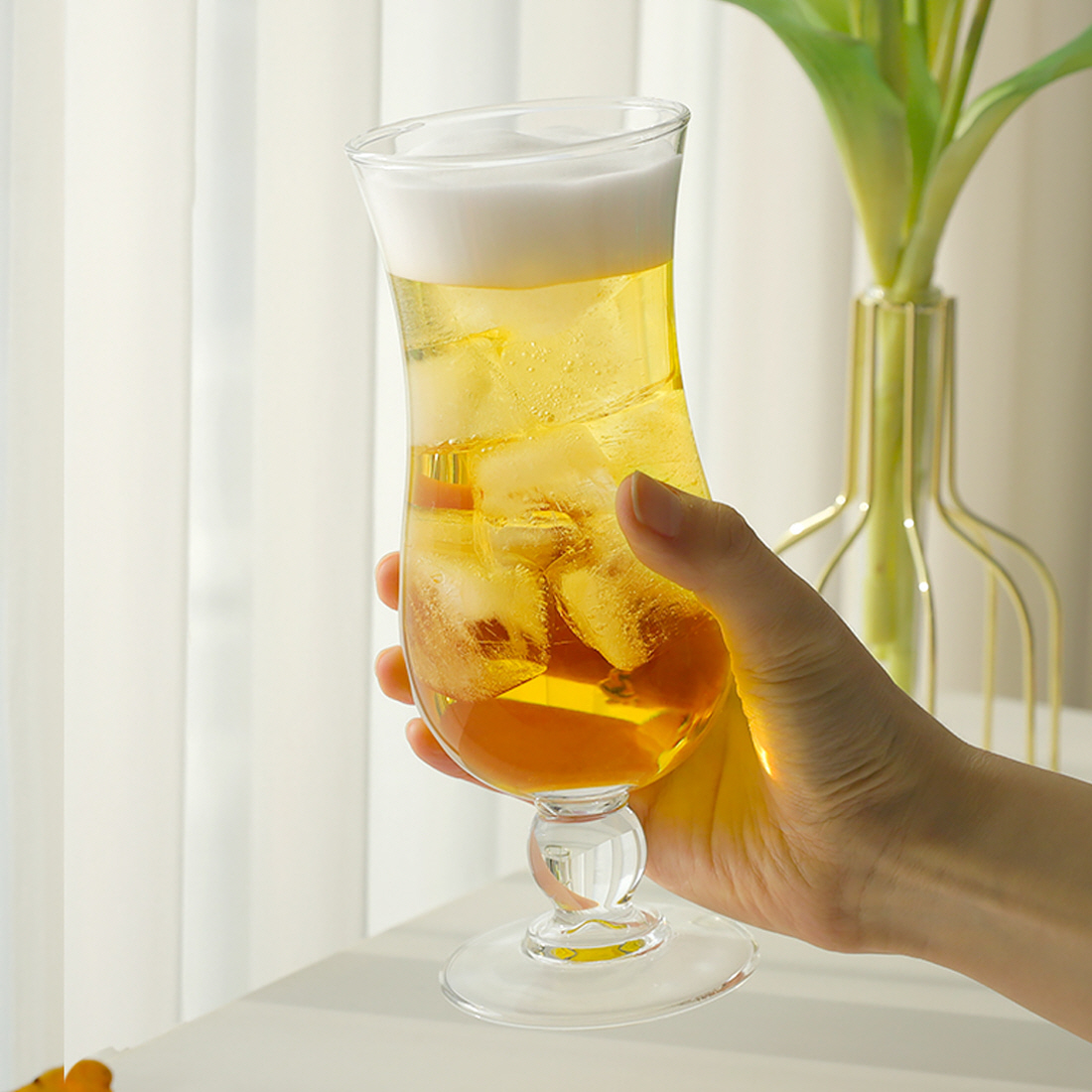 구슬 소맥잔 고블렛 흑맥주 온더락 하이볼잔 아이스아메리카노컵 파르페잔 450ml - 상세 이미지 4