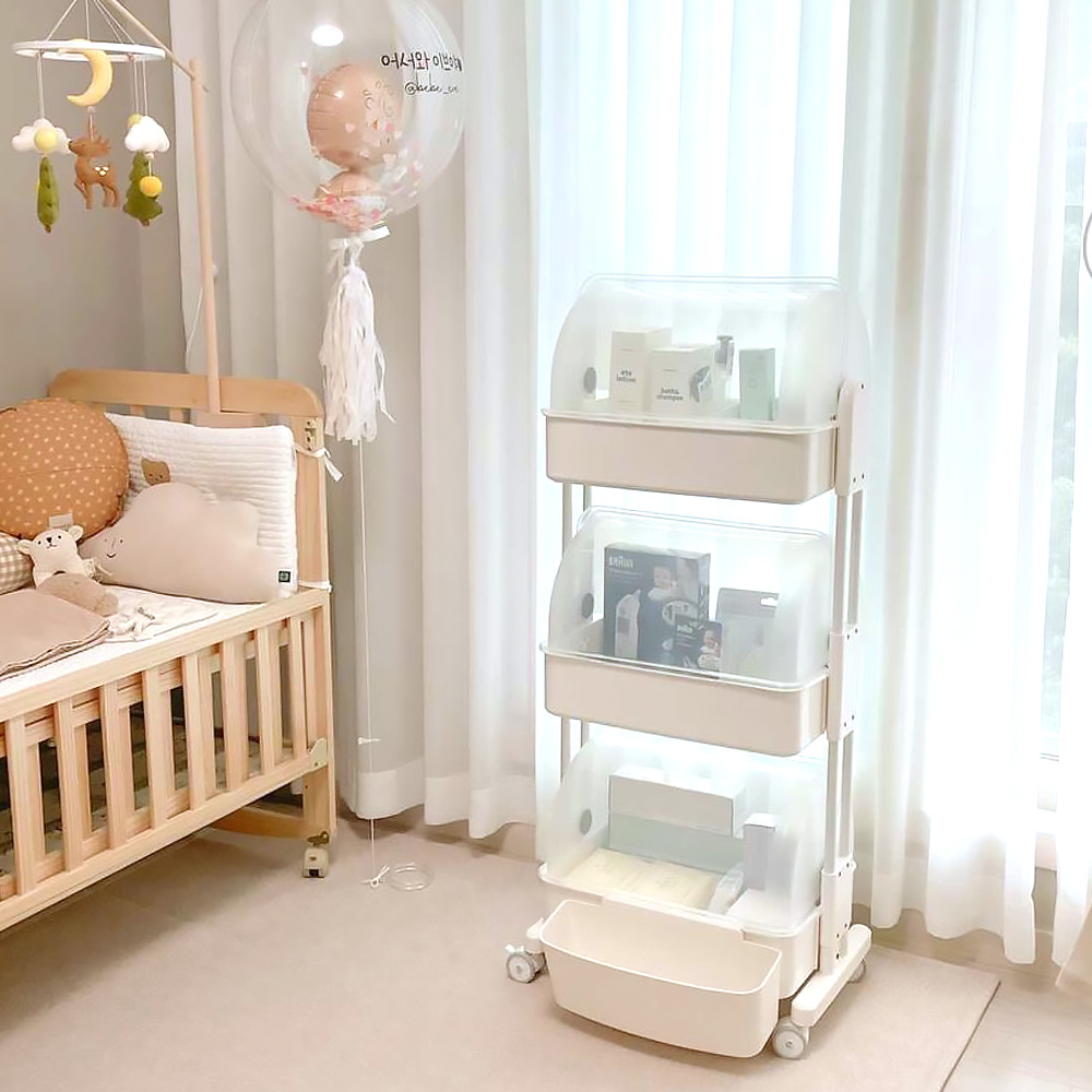 뉴코코맘 아기트롤리 기저귀정리함 이동식 트롤리 보관함 캡형 3단