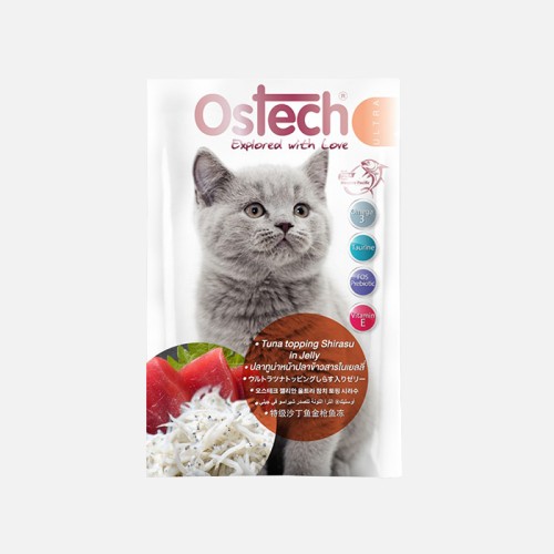 오스테크 울트라 젤리 파우치 고양이 습식 간식 참치+멸치, 70g, 1개 - 메인 이미지