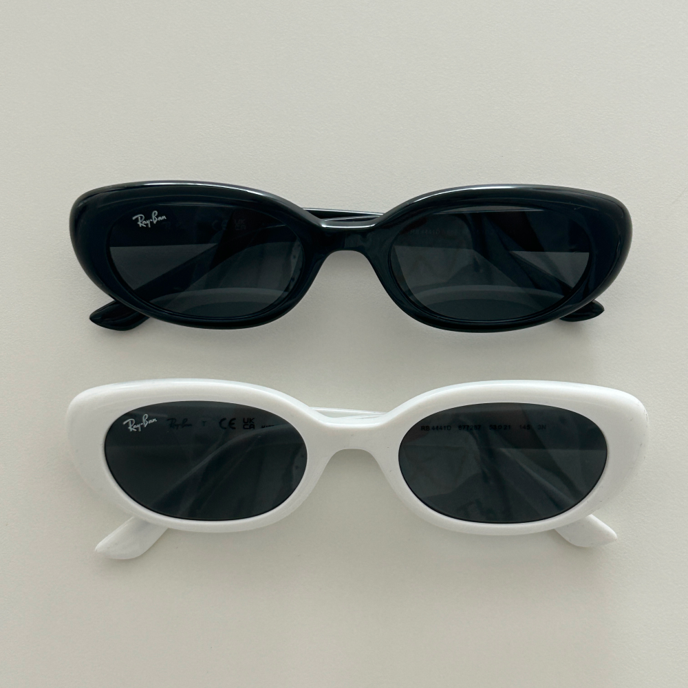 레이벤 선글라스 RB4441D 빈티지 긱시크 검정 오벌 뿔테 남자 여자 선글라스 블랙