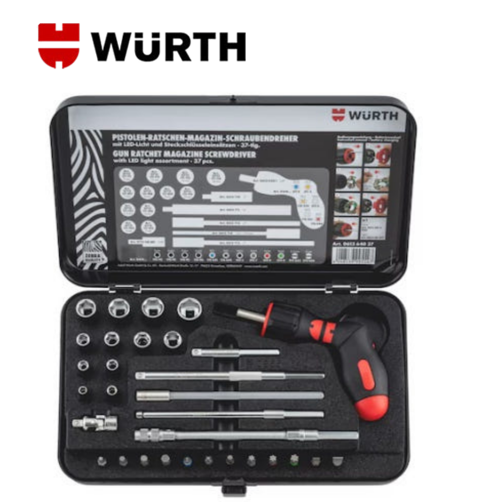 [공식몰]WURTH 뷔르트 피스톨 래칫 매거진 나사드라이버 37pcs 세트 - 상품 이미지