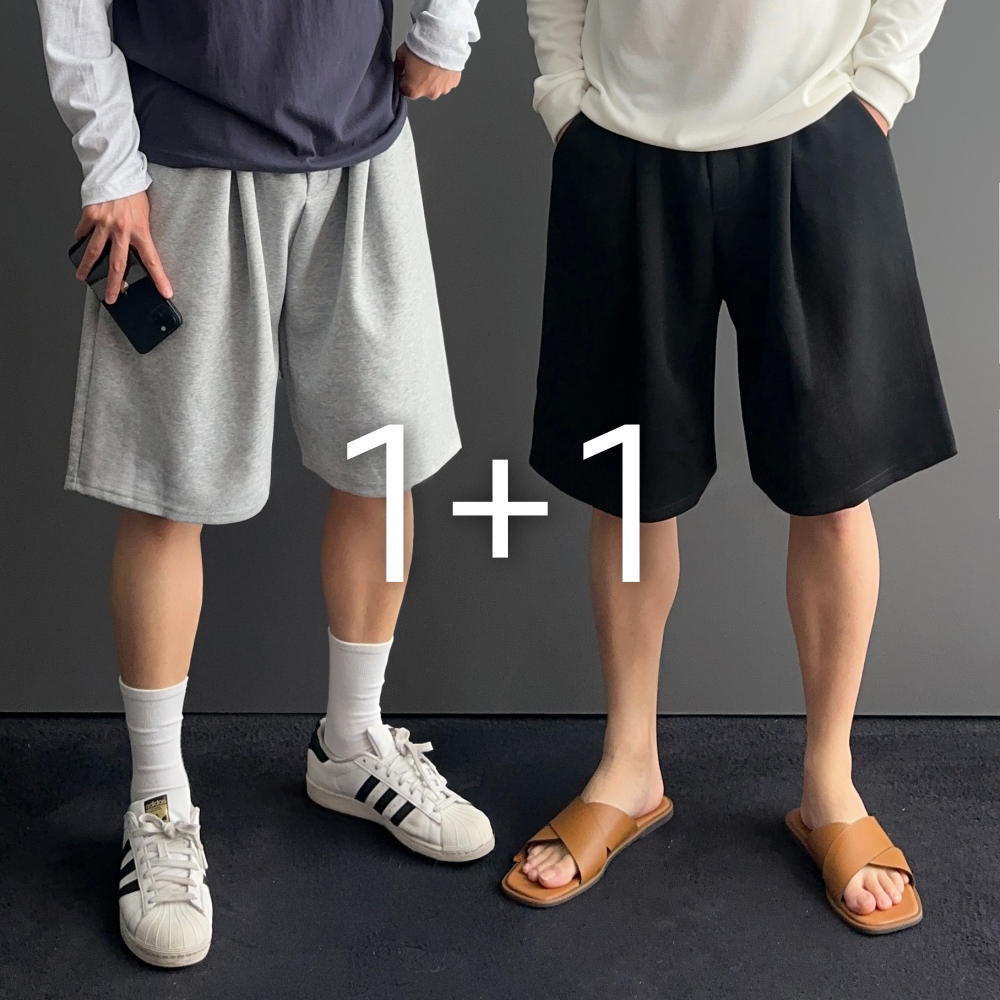 1+1 남자버뮤다팬츠 6부반바지 회색반바지 - 상품 이미지