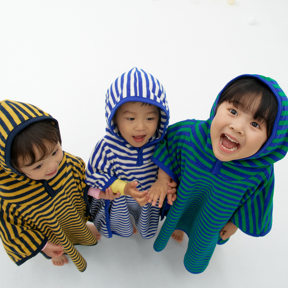 스테이지 스트라이프 아기 유아 키즈 비치 가운 목욕 사워 타올 물놀이 후드 타월 옐로우, XL(125-성인)