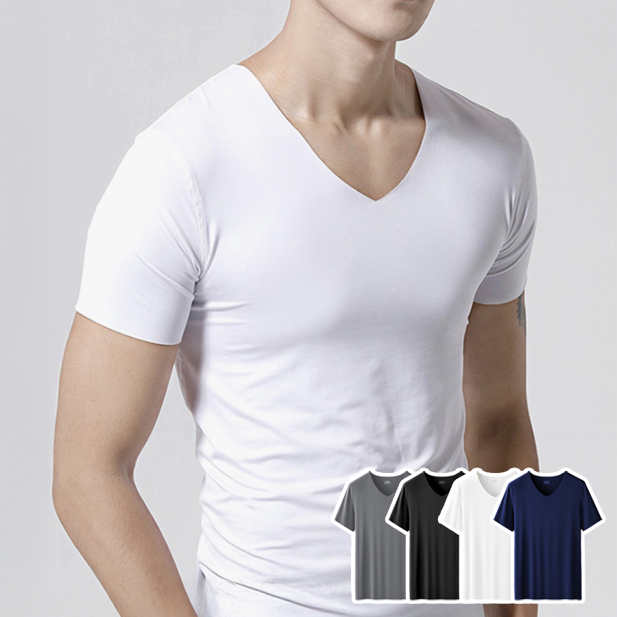 남성 에어리 심리스 반소매 런닝 브이넥 이너웨어 5P 세트