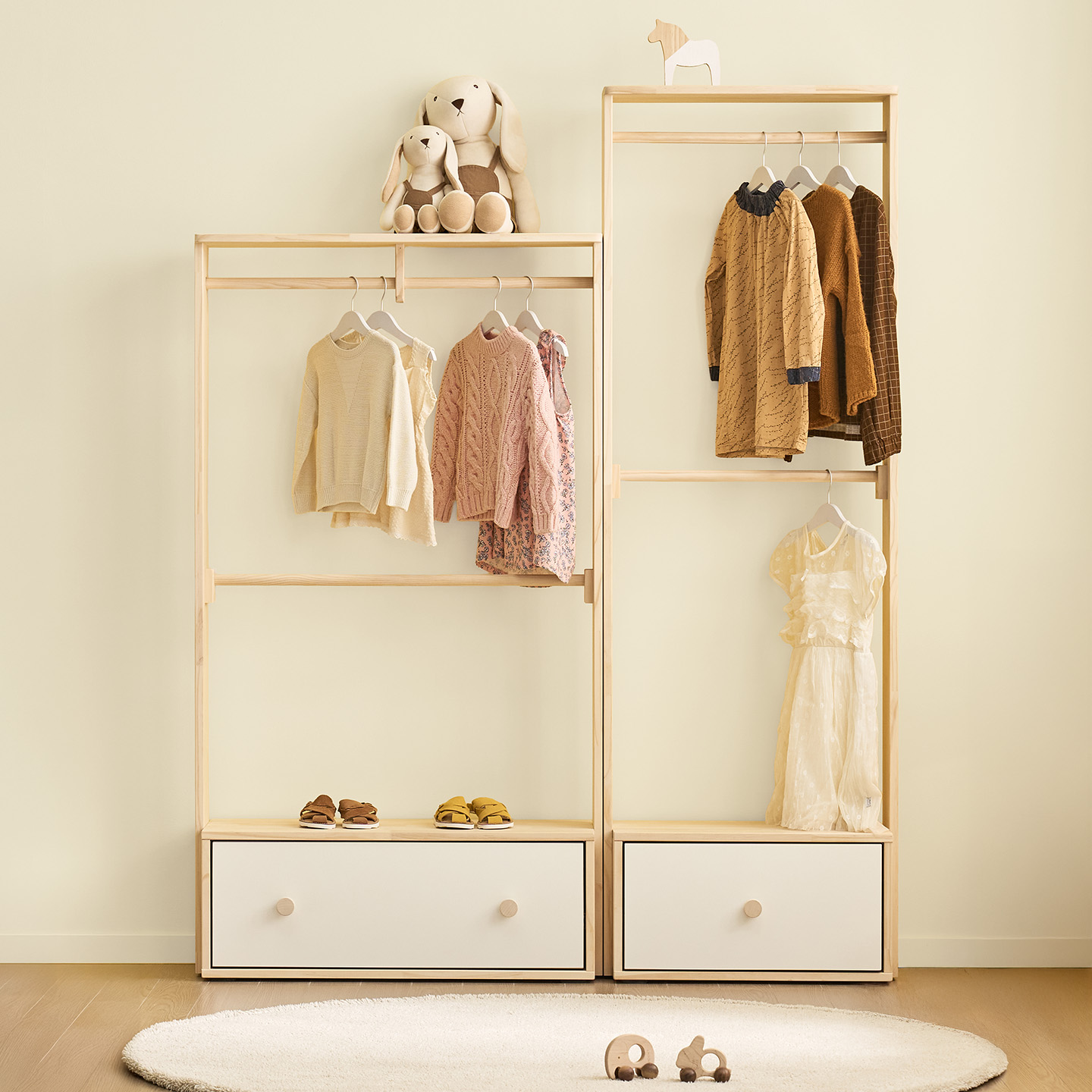 어거스트 600 아기행거 2단 아이옷행거 키즈 어린이 유아행거 아기옷 서랍형