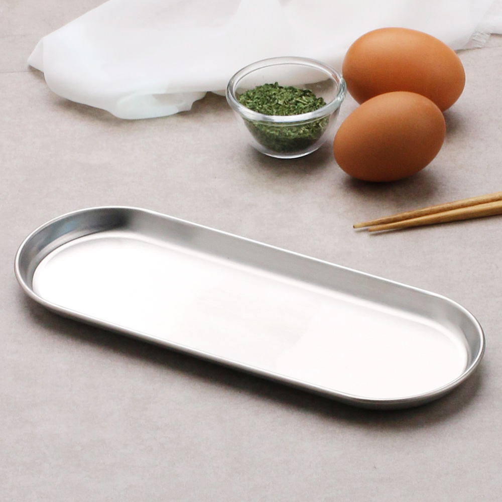 텐시 스텐 쟁반 카페 미니 철제 메탈 베이커리 빵 트레이 24cm, 타원, 1개 - 상세 이미지 5