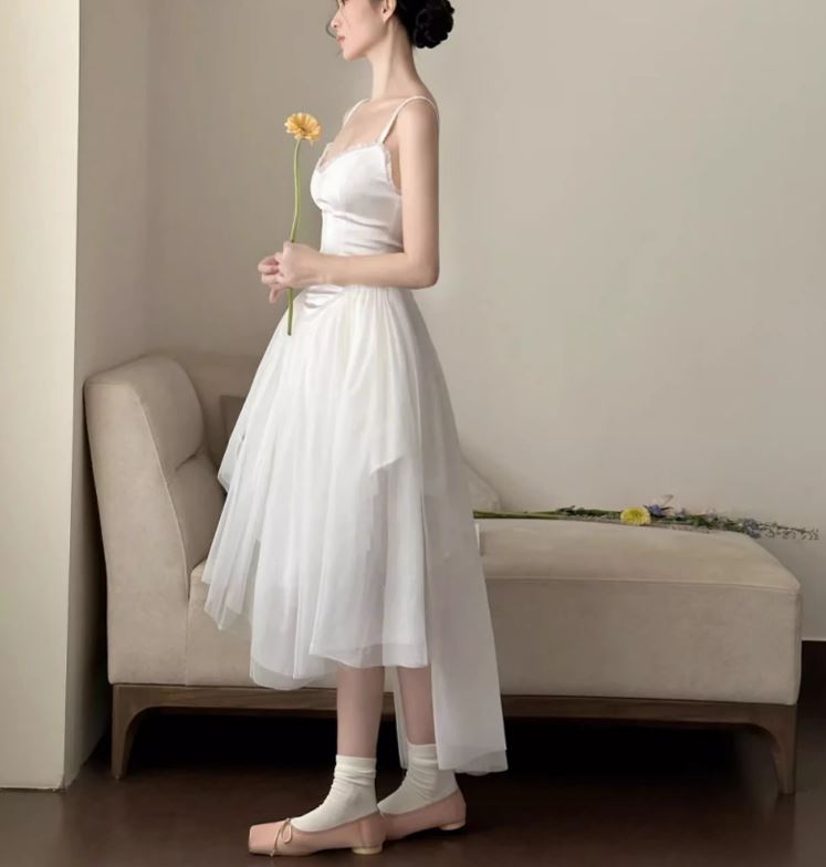 발레코어 미디 웨딩드레스 셀프웨딩 본식촬영 원피스 이미지 6