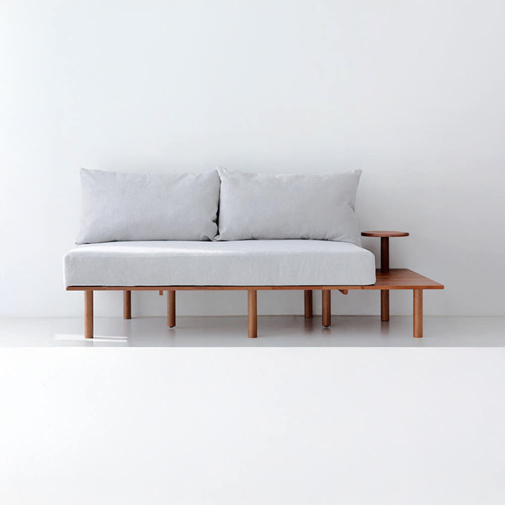 벤쿠 2인소파 고무나무 스툴미포함, 브라운/그레이 8431.5266, 2인용