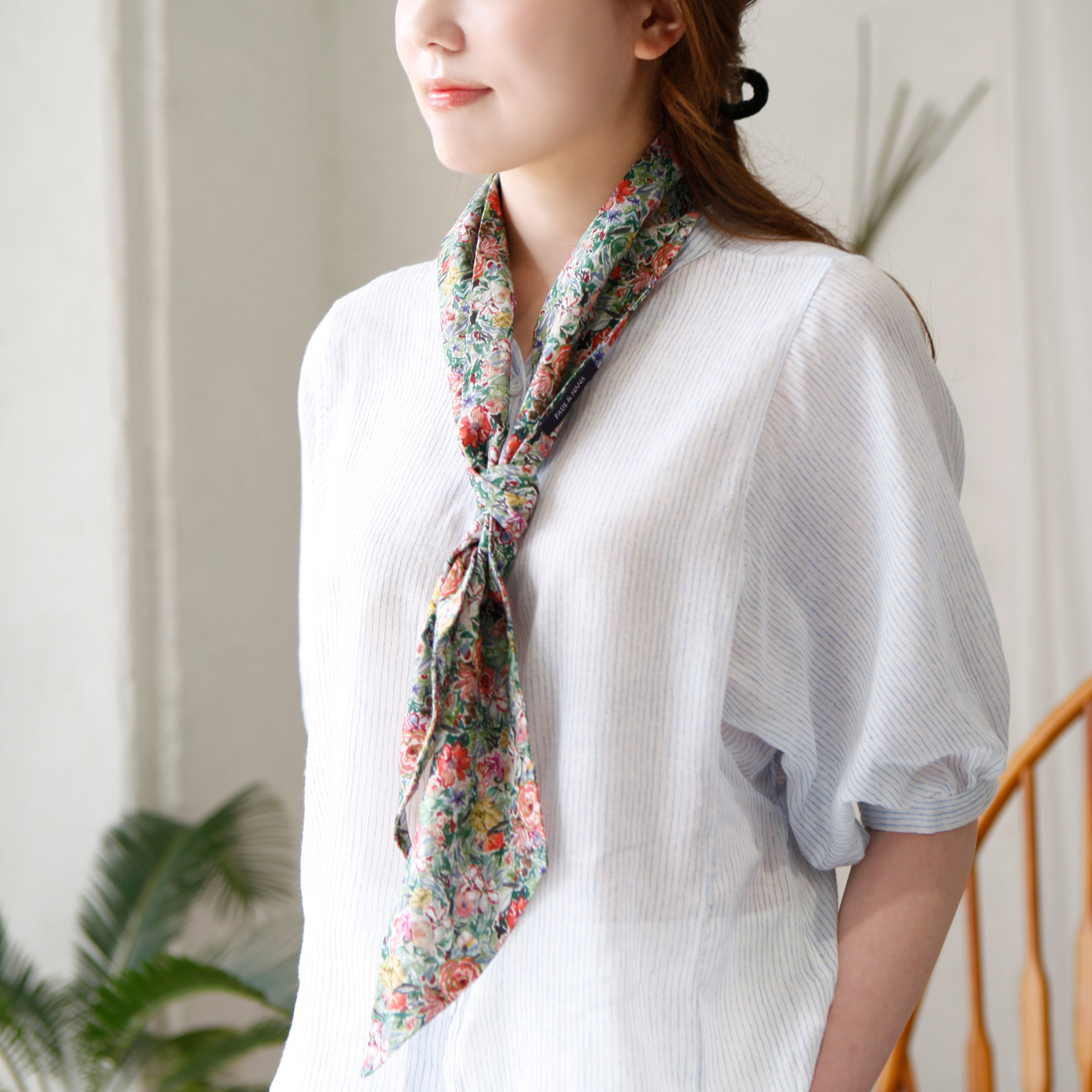 [가든/싱글팩] 남자여자 봄여름가을 면 쁘띠미니 목스카프 방도 반다나 간절기 꽃무늬 손수건