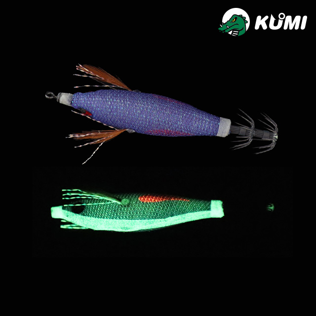 쿠미 트리플 야광 틴셀 미니 에기 55F 카본훅 쭈꾸미 갑오징어 한치 퍼플, 5.5cm(2.2인치)