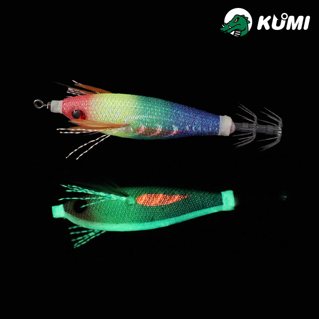 쿠미 트리플 야광 틴셀 미니 에기 55F 카본훅 쭈꾸미 갑오징어 한치 레인보우, 5.5cm(2.2인치)