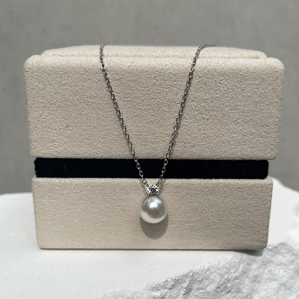 14K 18K 아코야 해수 8mm 진주 1부 천연 다이아 목걸이 이미지 6
