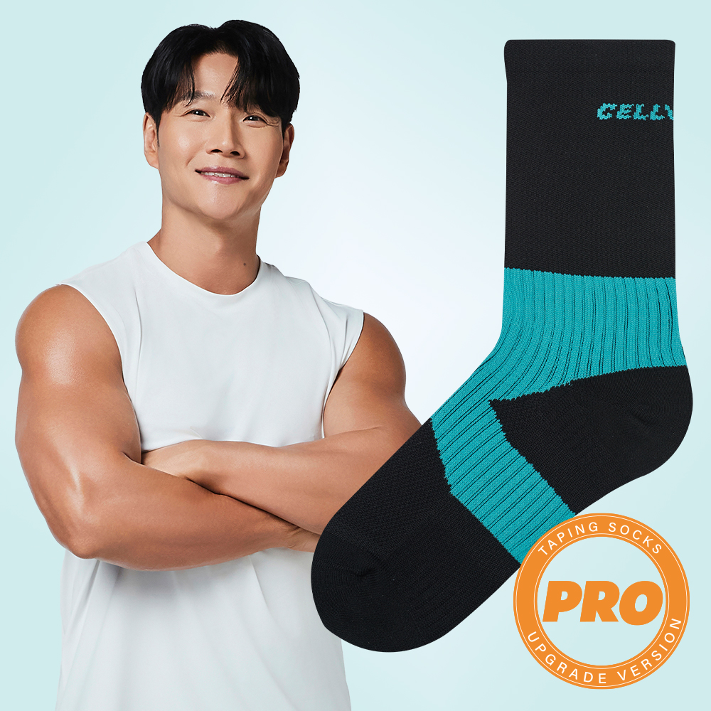 [셀버린 프로 레벨 양말 여자 중목] 발목보호대 크로스핏 마라톤 러닝양말 발목테이핑 블랙 - 상품 이미지