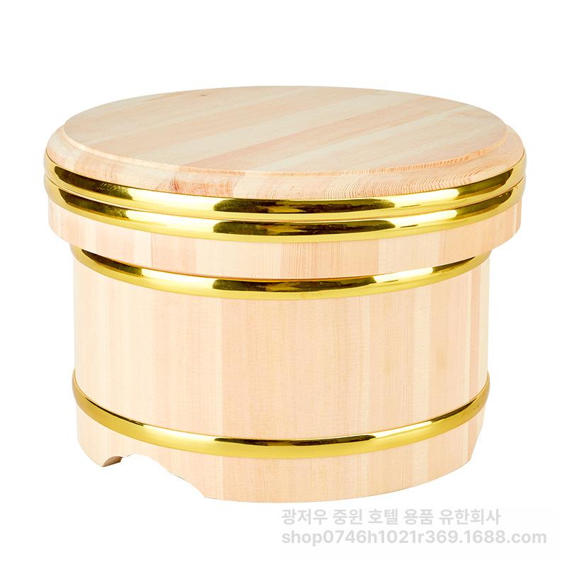 일식 스시통 초밥통 나무 식힘통 업소용 보온통 초밥 스시 보관통 금테 27cm 소형 - 상세 이미지 5