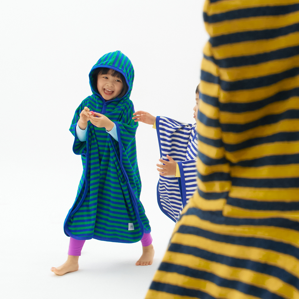 스테이지 스트라이프 아기 유아 키즈 비치 가운 목욕 사워 타올 물놀이 후드 타월 옐로우, XL(125-성인)
