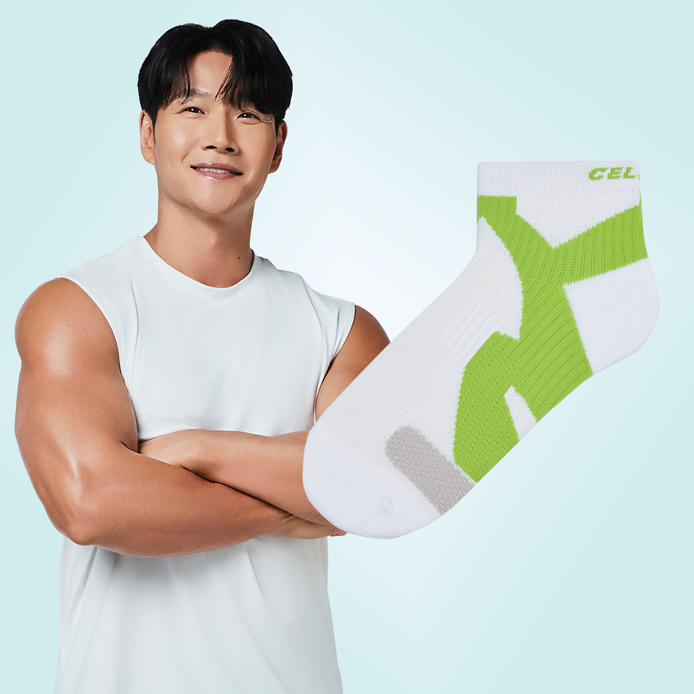 [셀버린 테이핑 양말 여성 단목] 발목보호대 크로스핏 마라톤 러닝양말 발목테이핑  화이트 - 상품 이미지