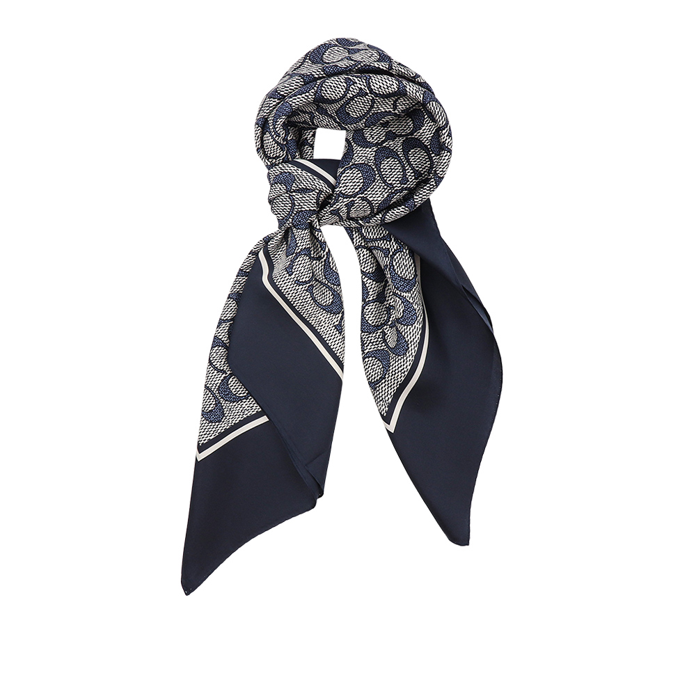코치 텍스쳐드 시그니처 프린트 실크 스카프 C2755 MIDNIGHT NAVY - 메인 이미지