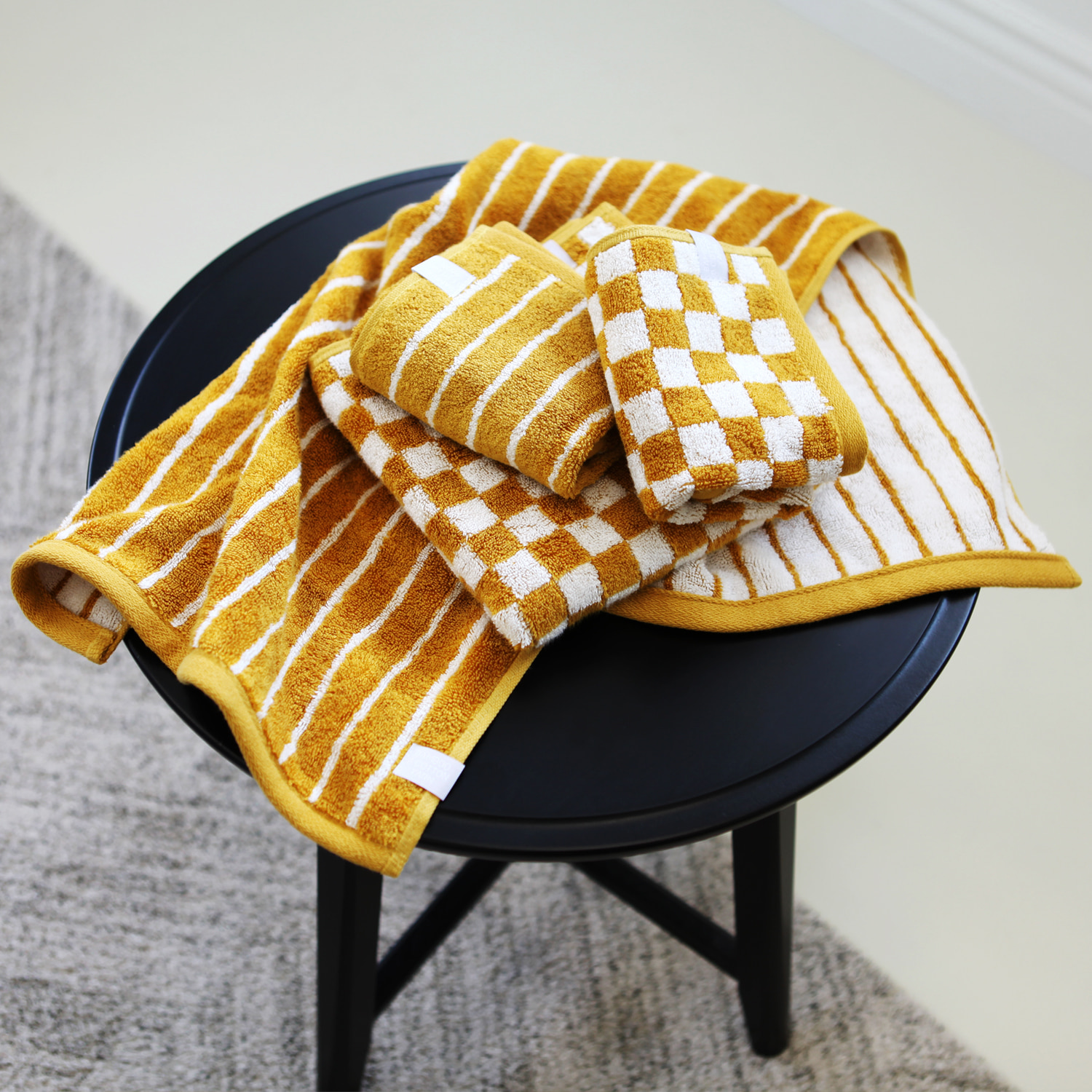 [세트상품] 기라로쉬 호텔수건 뱀부타올 먼지없는 체크 스트라이프 고급수건세트