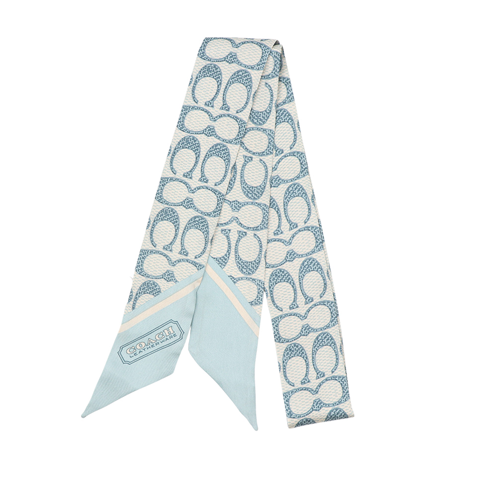 코치 빈티지 시그니처 프린트 스키니 실크 스카프 C2783 LIGHT BLUE - 상품 이미지