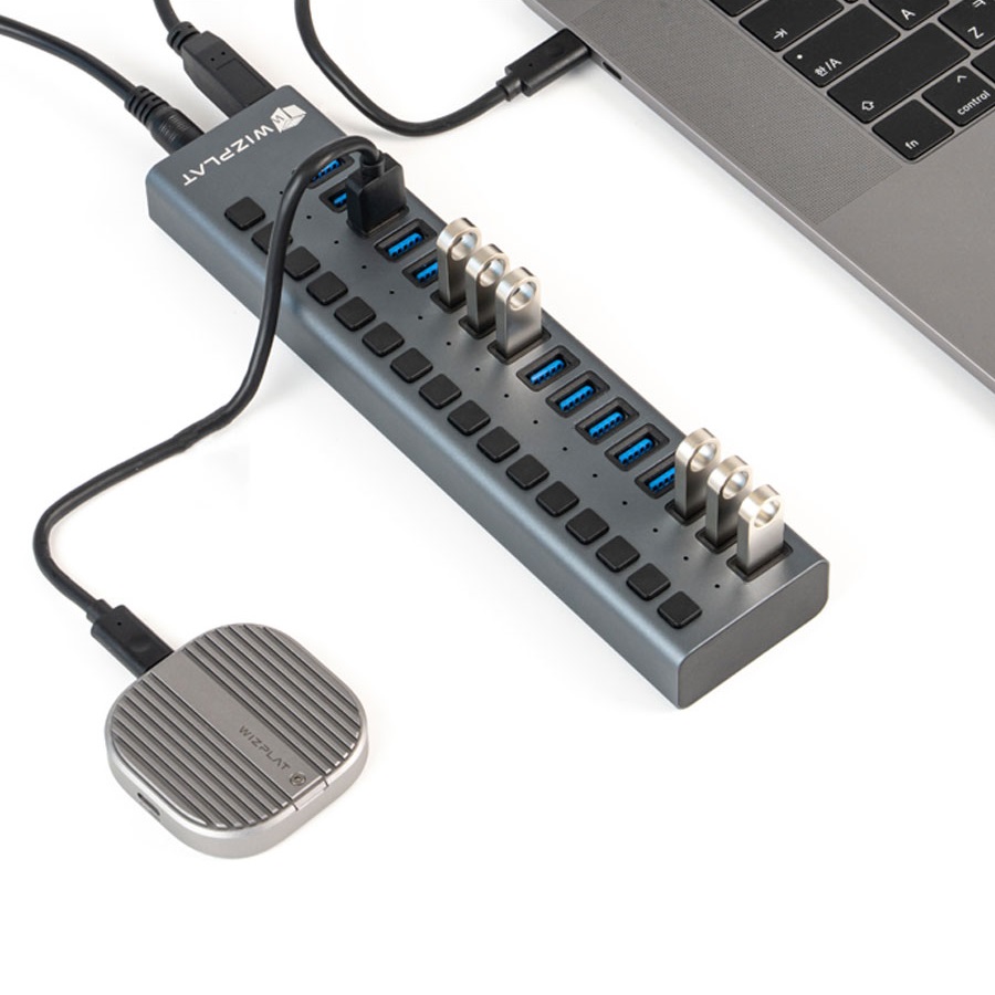 위즈플랫 WIZ-H160S 16포트 유전원 USB허브 USB3.2 Gen2 96W 충전 - 상세 이미지 3