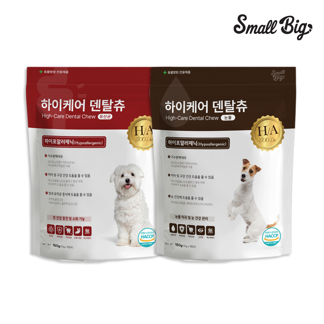 스몰빅 하이케어 강아지 저알러지 가수분해 덴탈츄 눈물+유산균, 150g, 2개 - 상품 이미지