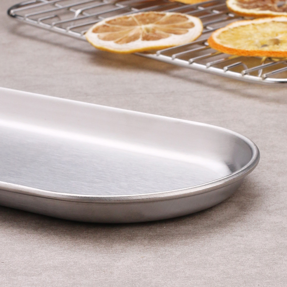텐시 스텐 쟁반 카페 미니 철제 메탈 베이커리 빵 트레이 24cm, 타원, 1개 - 상세 이미지 2