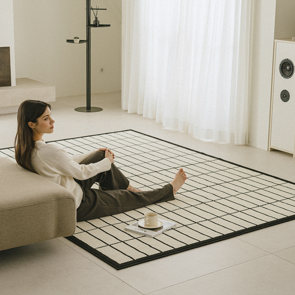 브릭 타일 루프 사이잘룩 러그 사계절 거실 카페트 100x140cm