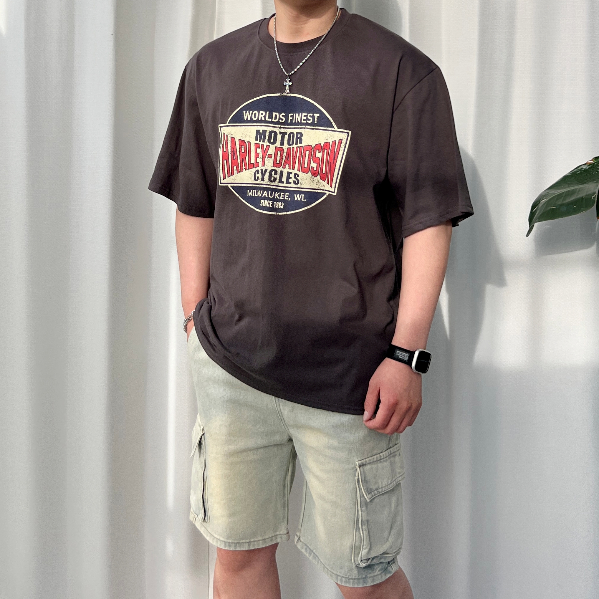 반타 RG 할리 로고 박스티 오버핏 프린팅 라운드 반팔티 - 상품 이미지
