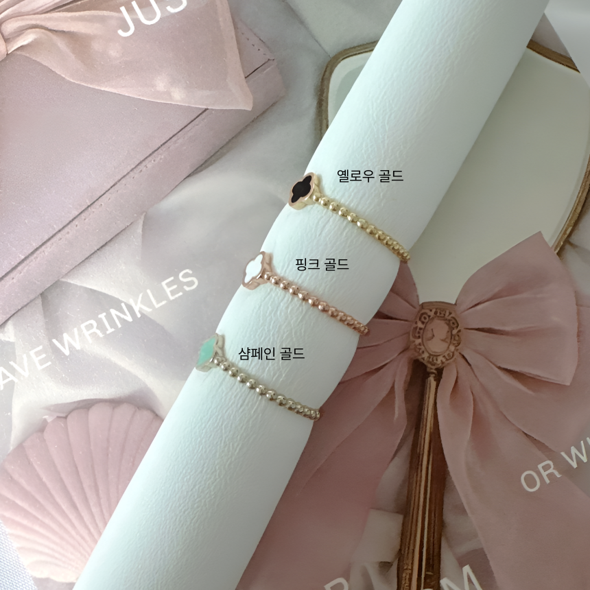 14k 18k 금 반지 클로버 검지 데일리 여자 우정 애끼 링 샴페인골드 모녀 기념일 - 상세 이미지 4