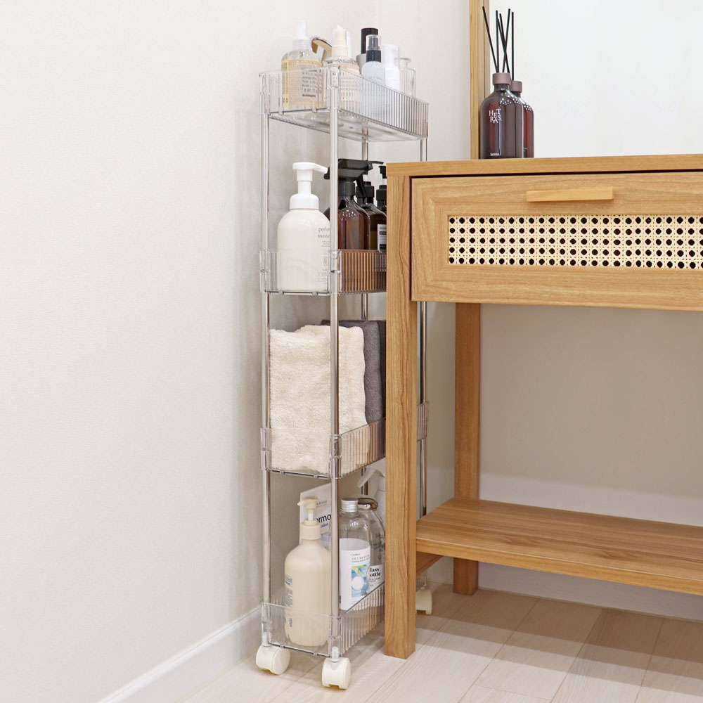 틈새선반 슬림 이동식트롤리 세탁실수납장 바퀴달린선반 4단