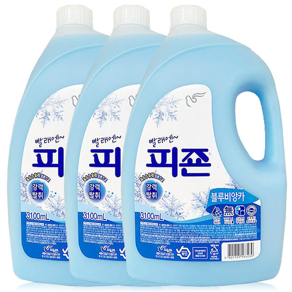 피죤 블루비앙카 3.1L 3개 , 섬유유연제 대용량 리필 용기 본품 : 어블릭