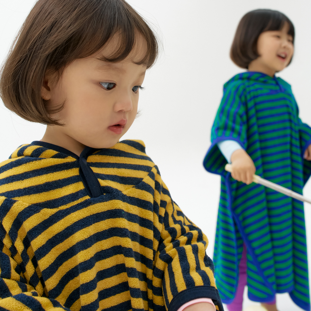 스테이지 스트라이프 아기 유아 키즈 비치 가운 목욕 사워 타올 물놀이 후드 타월 옐로우, XL(125-성인)