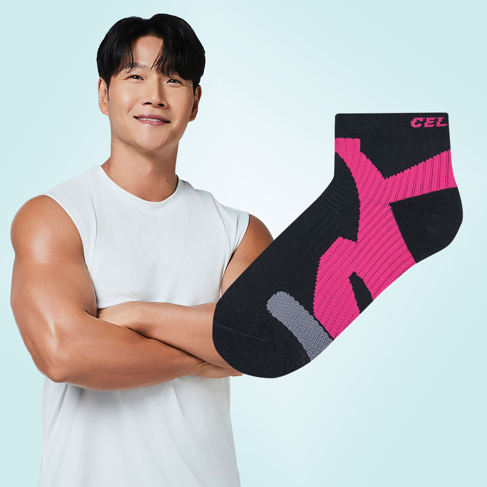 [셀버린 테이핑 양말 여성 단목] 발목보호대 크로스핏 마라톤 러닝양말 발목테이핑 블랙 - 상품 이미지