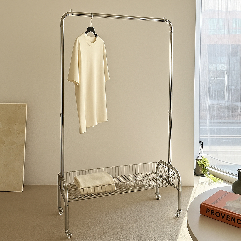 미드 센츄리 모던 행거 시스템 스틸 철제 수납 드레스룸 선반 인테리어 옷걸이 간이옷장