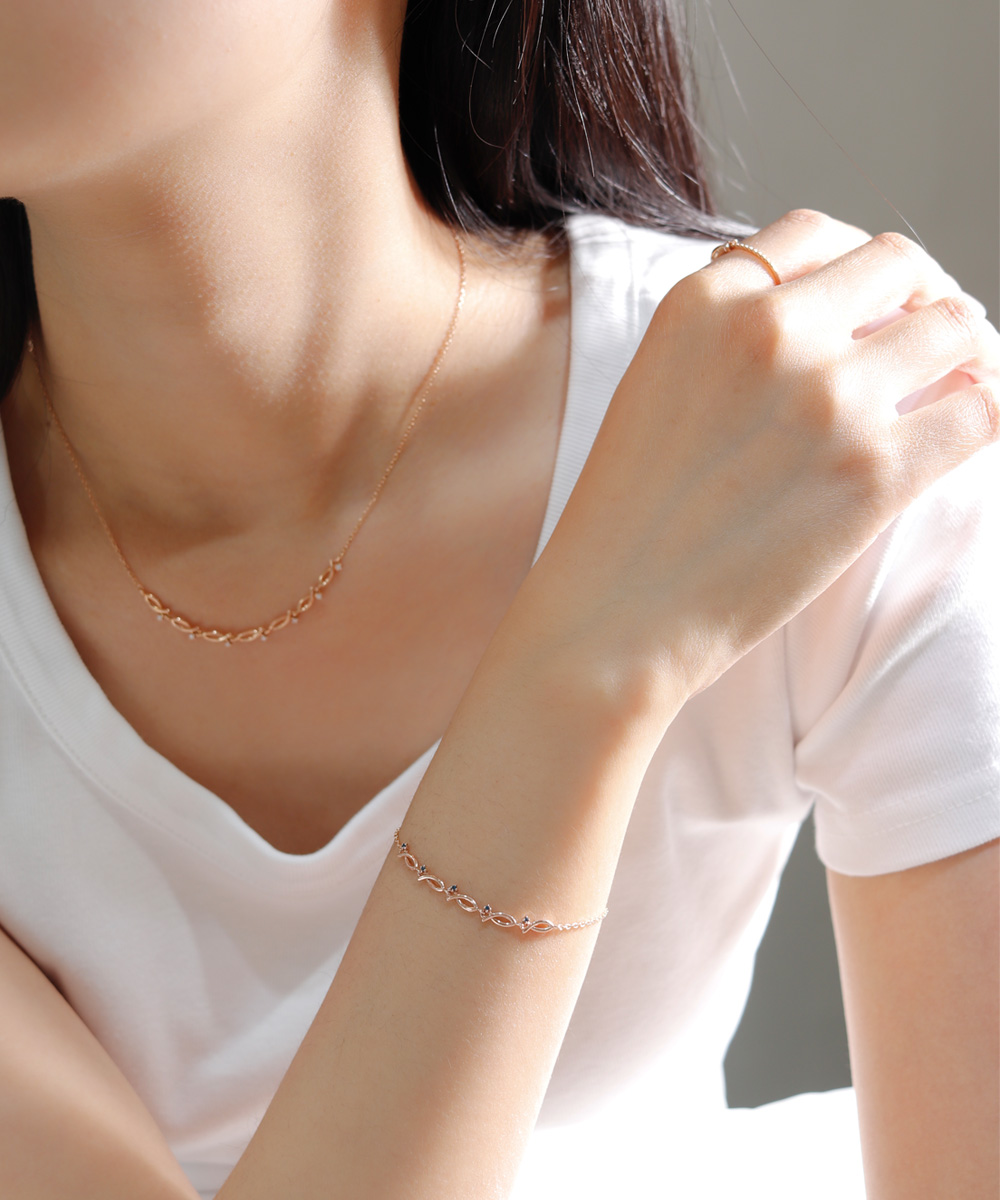 14K 18K 심플 꼬임 큐빅 물고기 라인 팔찌 레이어드 행운 데일리 여자 선물 - 상세 이미지 4