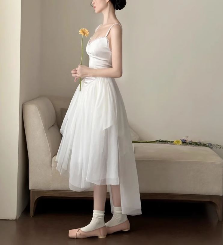 발레코어 미디 웨딩드레스 셀프웨딩 본식촬영 원피스 - 상세 이미지 4